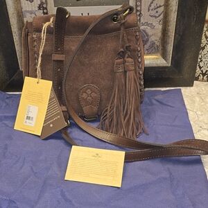 NWT PATRICIA NASH Brown Suede w/Tassels, SHOULDER W/ X-BODY STRAP STYLE P03836
